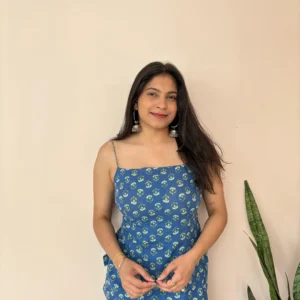Nilkamal indigo block print strappy cami top